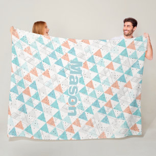 Personalized Boy's Room Modern Teepee Pattern Fleece Blanket