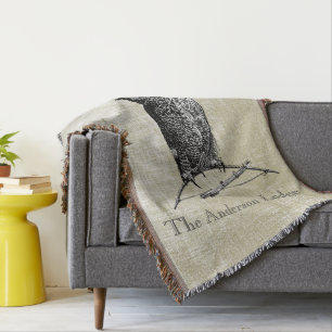 Personalized Boy's Room Vintage Owl Throw Blanket