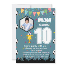 Personalized Boys Soccer Birthday Invitation Card