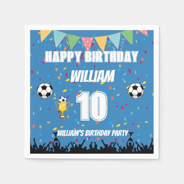 Personalized Boys Soccer Birthday Napkin (Front)