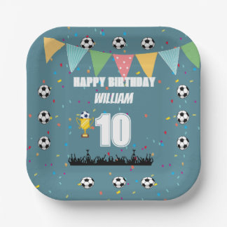 Personalized Boys Soccer Birthday Party Plates