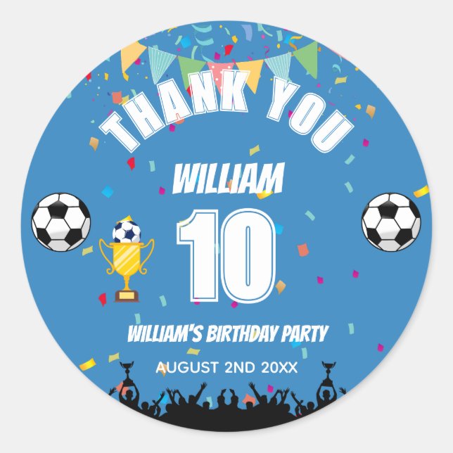 Personalized Boys Soccer Birthday Sticker (Front)