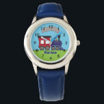 Personalized Boys Train Choo Choo Watch by CBendel<br><div class="desc">Personalize this cute watch with your child's name.  This design features a steam train engine and clock face numbers.  To change the font style,  size or colour,  click on the Customize It button. © Cindy Bendel Designs LLC All Rights Reserved.</div>