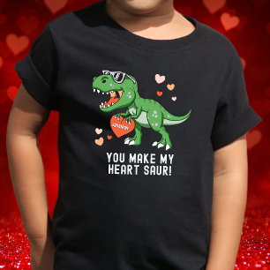  Personalized Boys Valentine Dinosaur Baby T-Shirt