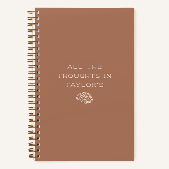 Personalized Brain Dump List Thoughts Terracotta Notebook (Front)
