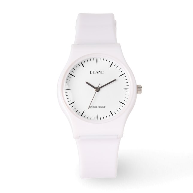 Personalized Brand Silicone Strap White Watch (Front)