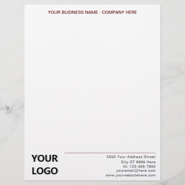 Personalized Branded Business Letterhead Template (Front)