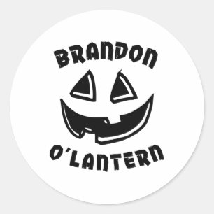 Personalized Brandon O'lantern Halloween Pumpkin C Classic Round Sticker