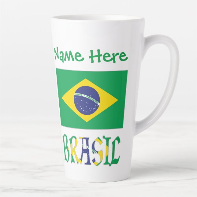 Personalized Brasil Bandiera Small Latte Mug (Right)