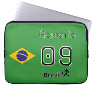 Personalized Brasil Flag Soccer Fan Player Gear Laptop Sleeve