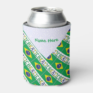 Personalized Brazil Flag Tiled Can Cooler