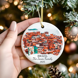 Personalized Brazil Ornament, Brazil Gift Ceramic Ornament