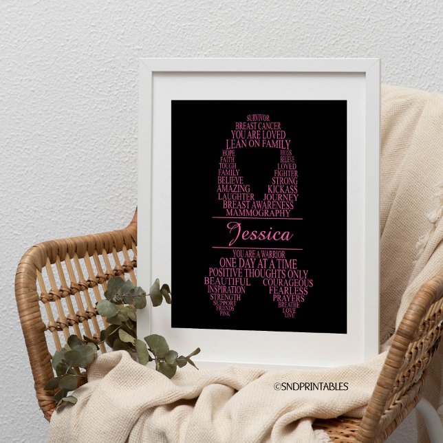 Personalized Breast Cancer Ribbon Wall Art (Creator Uploaded)