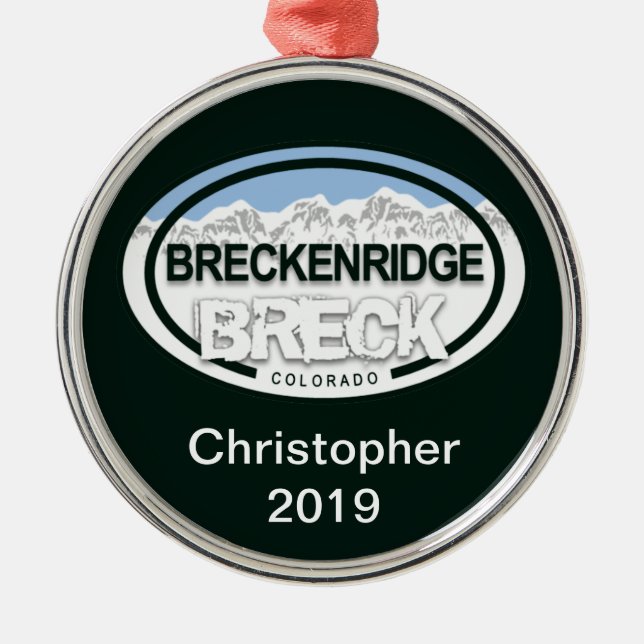 Personalized Breckenridge Colorado Rocky Mountains Metal Ornament (Front)