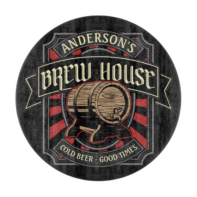 Personalized Brew House Label Beer Brewing Bar Pub Cutting Board (Front)