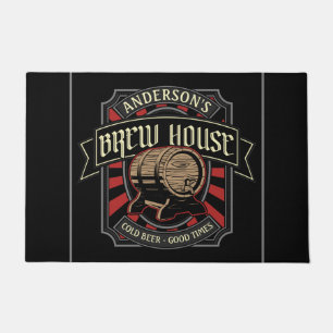 Personalized Brew House Label Beer Brewing Bar Pub Doormat