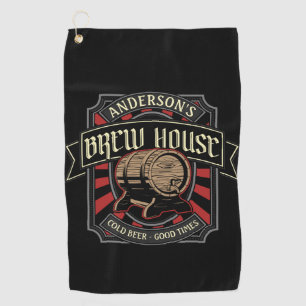 Personalized Brew House Label Beer Brewing Bar Pub Golf Towel