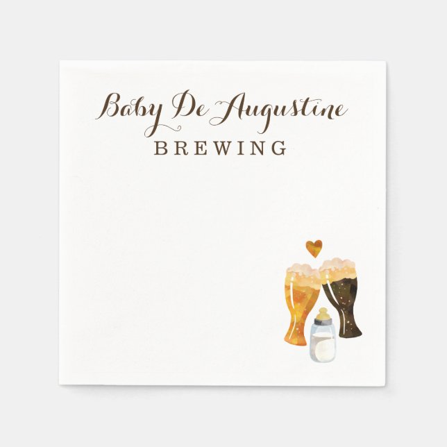 Personalized Brewery Baby Shower Rustic Beer Toast Napkin (Front)