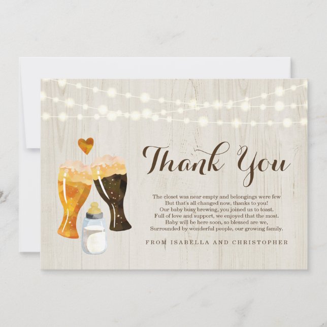 Personalized Brewery Beer Baby Shower Thank You (Front)