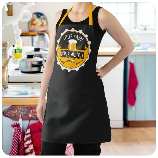 Personalized Brewery Beer Bottle Cap Bar Apron (Creator Uploaded)