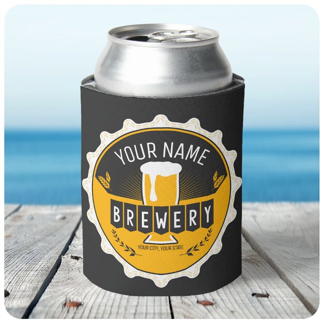 Personalized Brewery Beer Bottle Cap Bar  Can Cooler (Creator Uploaded)