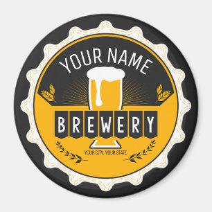 Personalized Brewery Beer Bottle Cap Bar Magnet