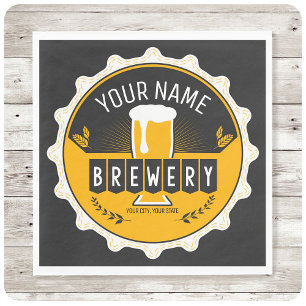 Personalized Brewery Beer Bottle Cap Bar Napkin