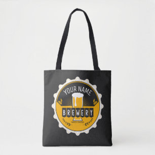 Personalized Brewery Beer Bottle Cap Bar Tote Bag