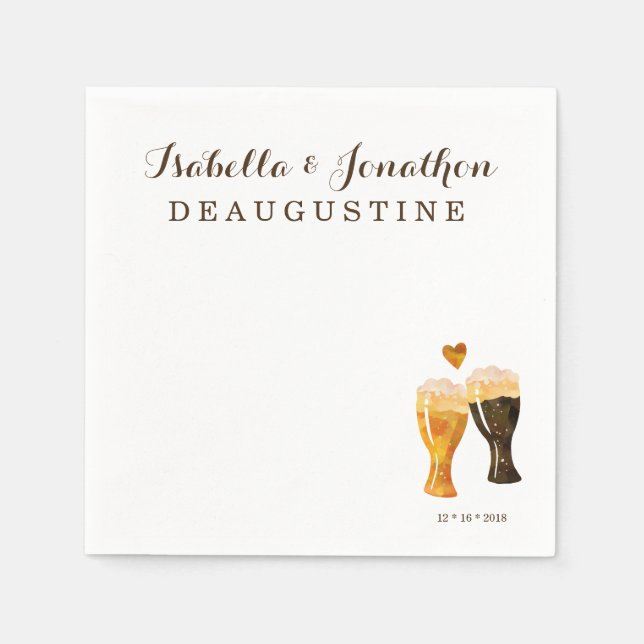 Personalized Brewery Wedding - Rustic Beer Toast Napkin (Front)