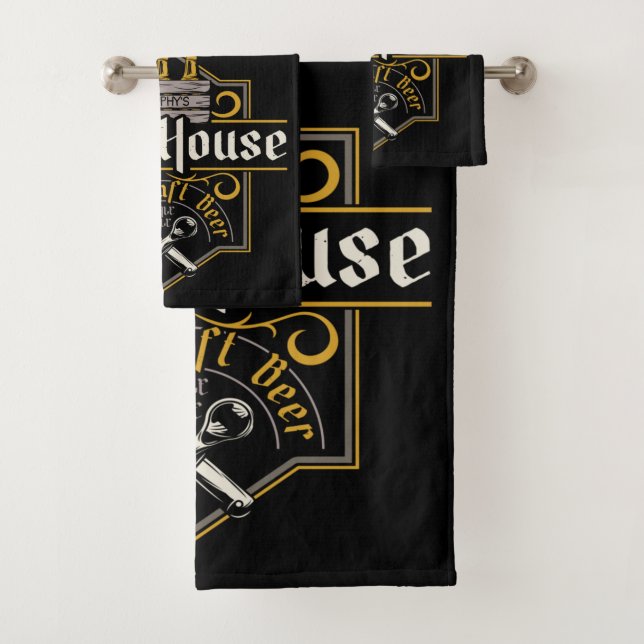 Personalized BrewHouse Best Craft Beer Ale Bar   Bath Towel Set (Insitu)