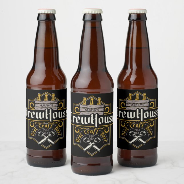 Personalized BrewHouse Best Craft Beer Ale Bar   Bottle Label (Bottles)