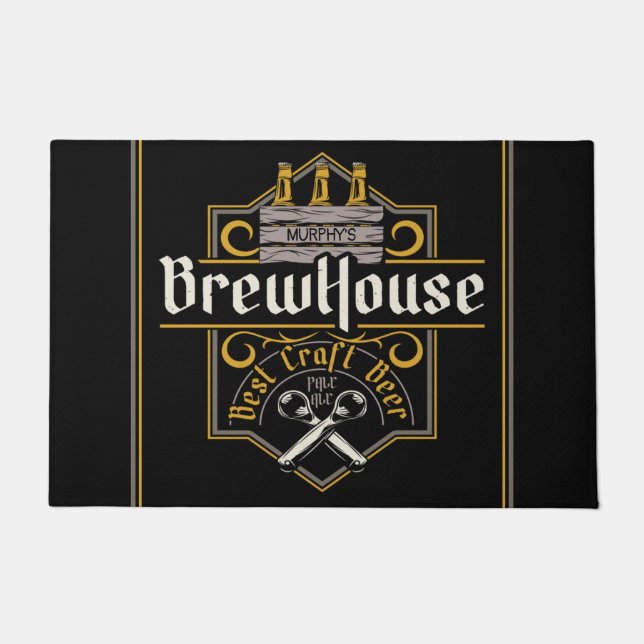 Personalized BrewHouse Best Craft Beer Ale Bar Doormat (Front)