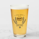 Personalized Brewing Company Beer Glass<br><div class="desc">Create your own brewery drink ware! This design features wheat and hops graphics in black. Text includes "Locally Brewed" with an area for you to add your city and state. Additional text include "Craft Beer" inside a banner,  followed by a customizable date.</div>