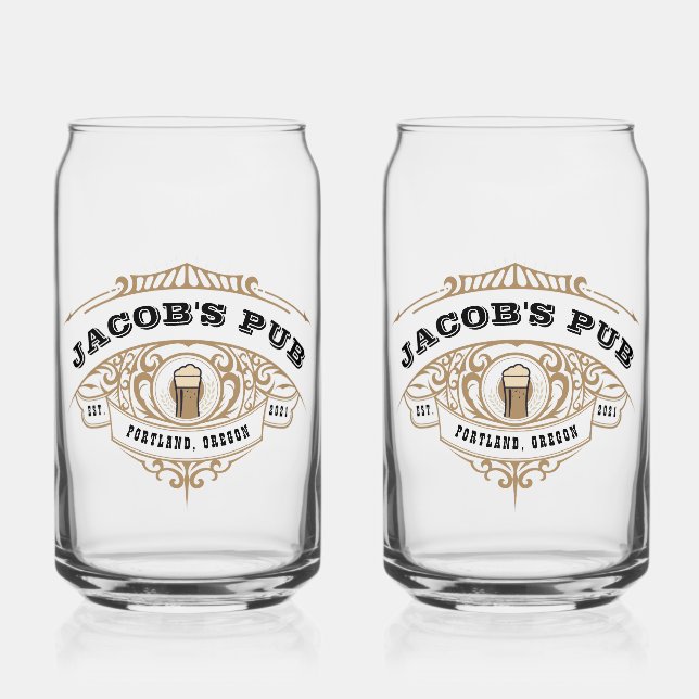 Personalized Brewing Pub Beer Glass (Front)