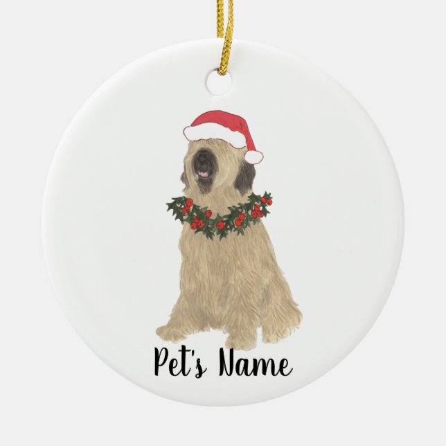 Personalized Briard Christmas Ceramic Ornament (Front)
