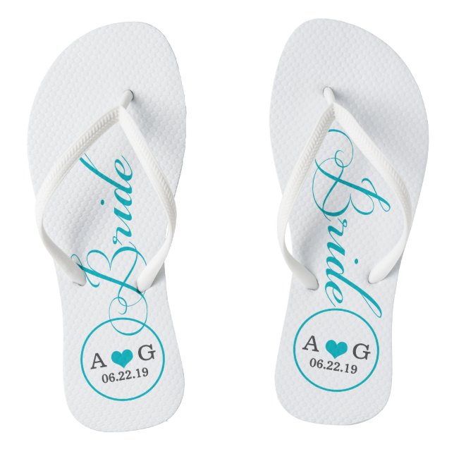 Personalized Bridal (blue) Flip Flops (Footbed)