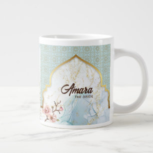 Personalized Bridal Coffee Mug – Light Blue & Gold