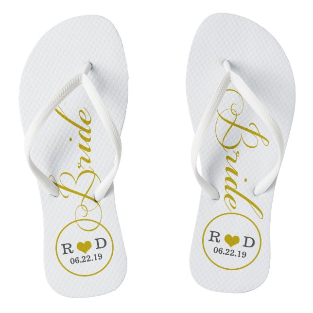 Personalized Bridal (gold) Flip Flops (Footbed)