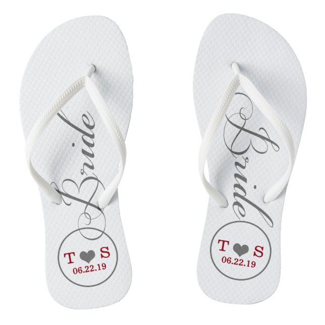 Personalized Bridal (grey/red) Flip Flops (Footbed)
