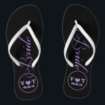 Personalized Bridal (purple) Flip Flops<br><div class="desc">Fun,  custom black and purple bridal wedding flip flops.</div>