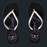 Personalized Bridal (purple) Flip Flops<br><div class="desc">Fun,  custom black and purple bridal wedding flip flops.</div>