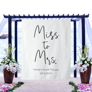 Personalized Bridal Shower Backdrop Miss To Mrs. Tapestry