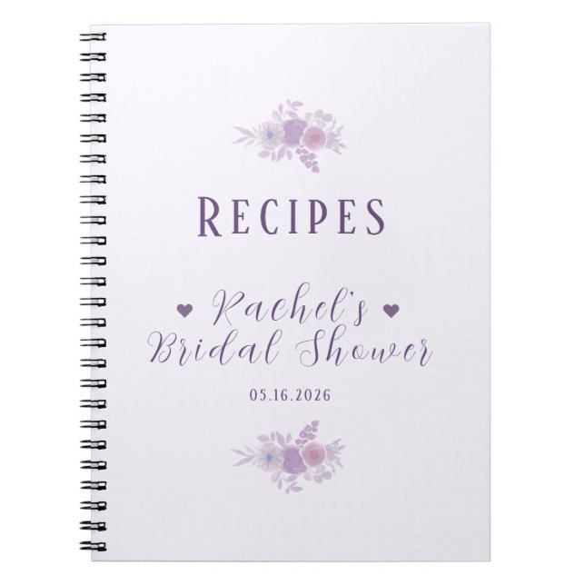 Personalized Bridal Shower Baked Goods Recipe Book (Front)