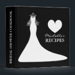 Personalized bridal shower cook book recipe binder<br><div class="desc">Stylish Black and white bridal shower cookbook recipe binder for bride. Personalized teal and white wedding dress with veil recipe binder book Custom bridalshower cookbook with heart and personalizable color plus name. Cute personalized baking / cooking gift idea for bride to be or soon to be married women. Beautiful wedding...</div>