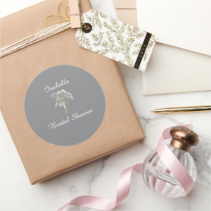 Personalized Bridal Shower, Floral Wedding Gift Classic Round Sticker