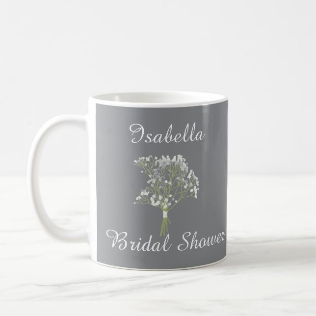 Personalized Bridal Shower, Floral Wedding Gift Coffee Mug (Left)