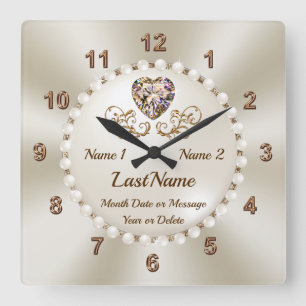 Personalized Bridal Shower Gifts for the Bride, Square Wall Clock