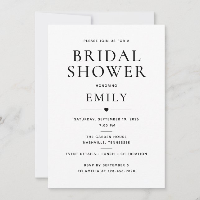 Personalized Bridal Shower Invitation Card (Front)