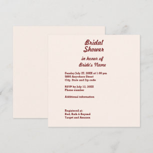 Personalized Bridal Shower Invitation Square Card