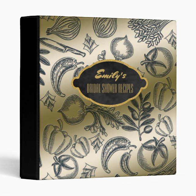 Personalized Bridal Shower Recipes Cookbook Binder (Front/Spine)